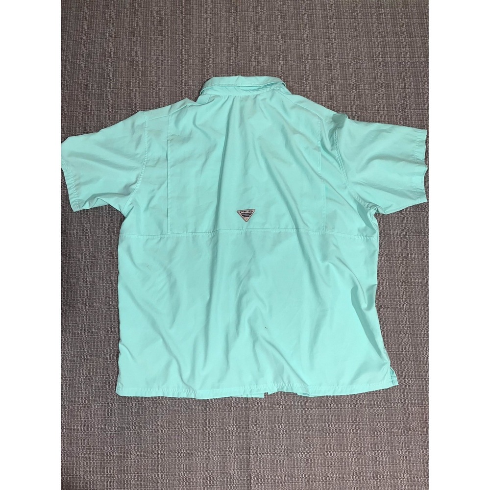 Columbia PFG Fishing Shirt Mens 2XL Aqua‎ Short Sleeve Spread Collar Button Up - Picture 7 of 14